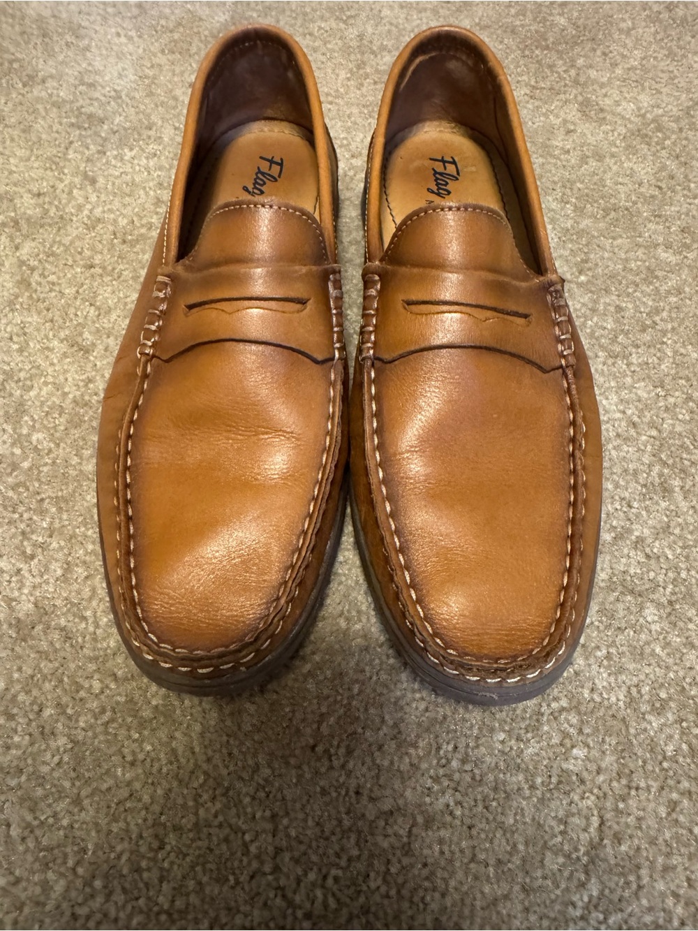 Flag Ltd Nappa Glove Penny Loafers 8 M Tan Cognac Leather Driver Flats Brazil
